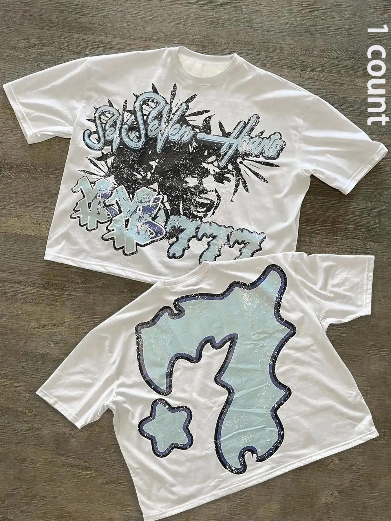 Men's Letter & Star Print Round Neck Tee, Casual Short Sleeve Crew Neck T-shirt for Daily Wear, Men's Top for All...