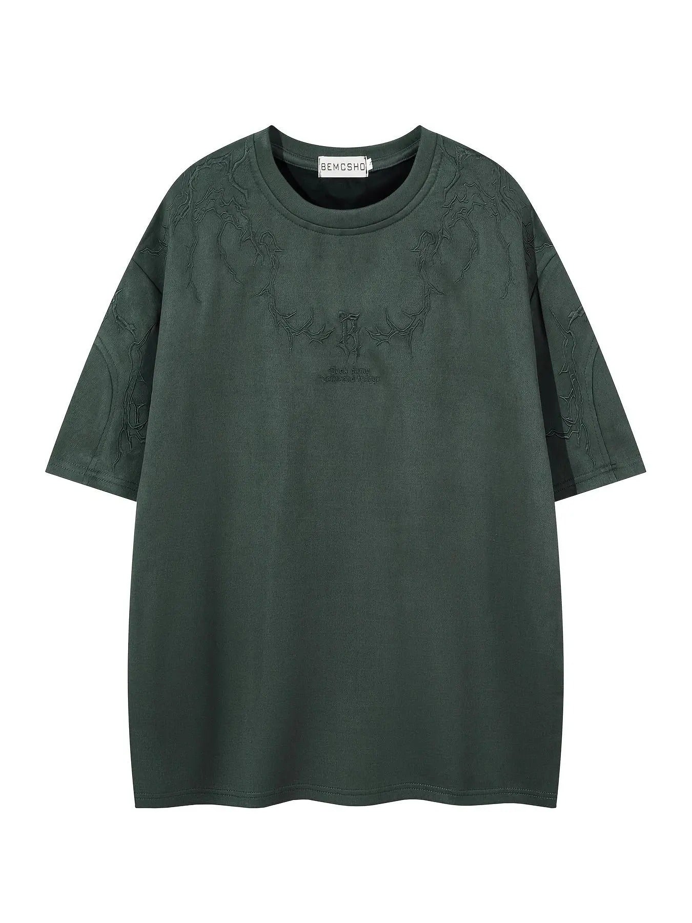 Men's Letter & Thorns Embroidery Short Sleeve Tee, Loose Casual Comfy Round Neck T-shirt for Summer, Fashion Men's Top...