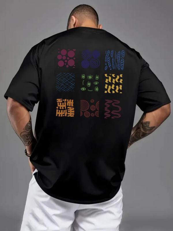 Men's Letter Graphic Print Round Neck Tee, Loose Casual Fashion Short Sleeve T-shirt for Summer, Men's Top for Daily Wear...