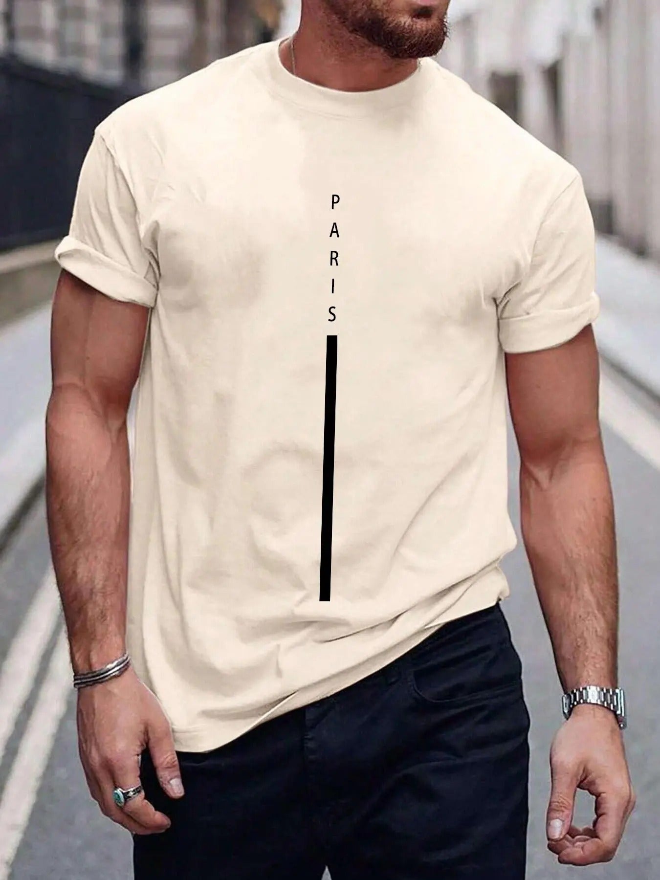 Men's Letter Graphic Print Round Neck Tee, Regular Fit Casual Fashion Short Sleeve T-shirt for Summer, Men's Top for...