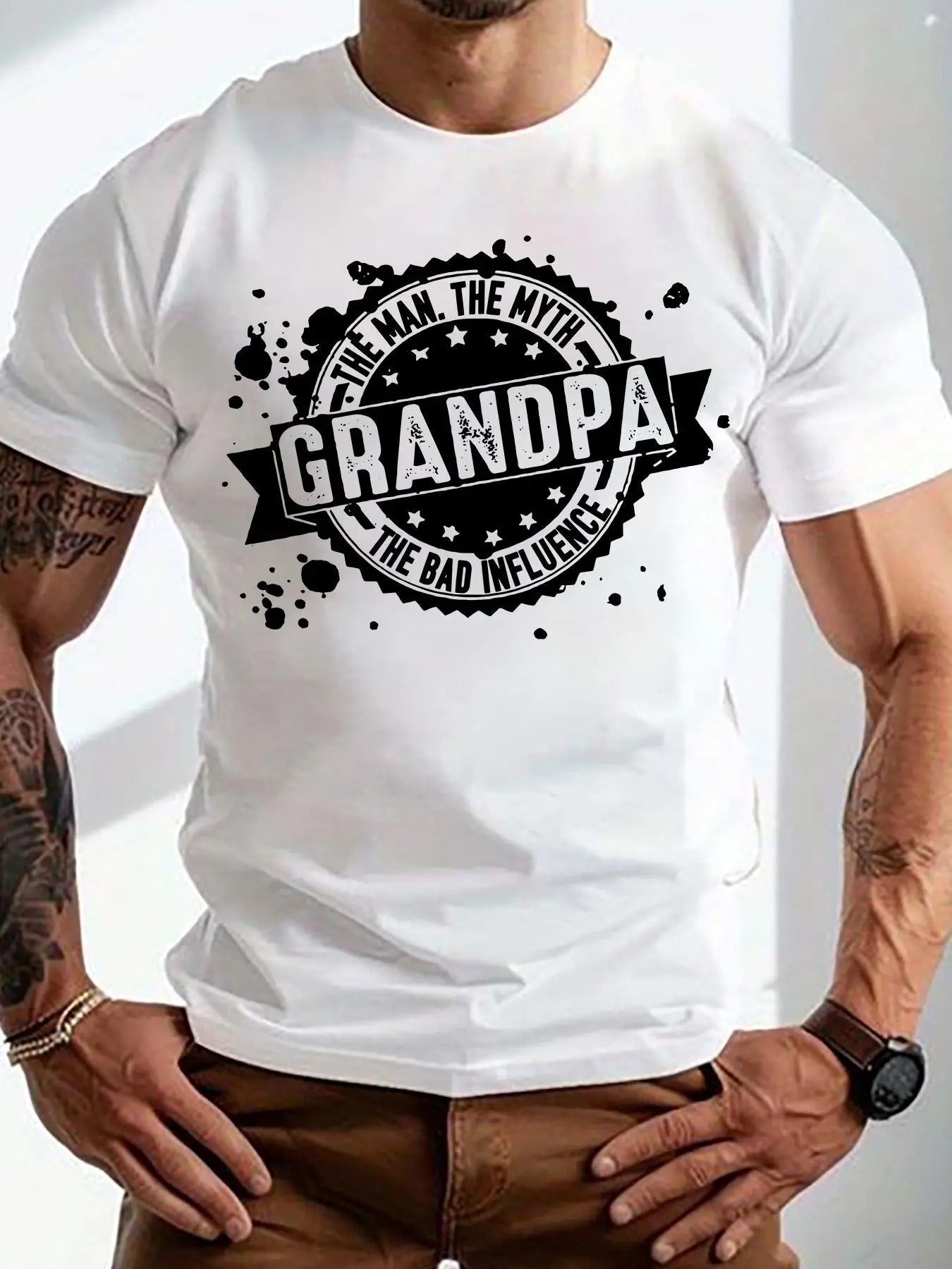 Men's Letter Graphic Round Neck Tee, Casual Short Sleeve Crew Neck T-shirt for Summer, Fashion Men's Top for Daily Wear...