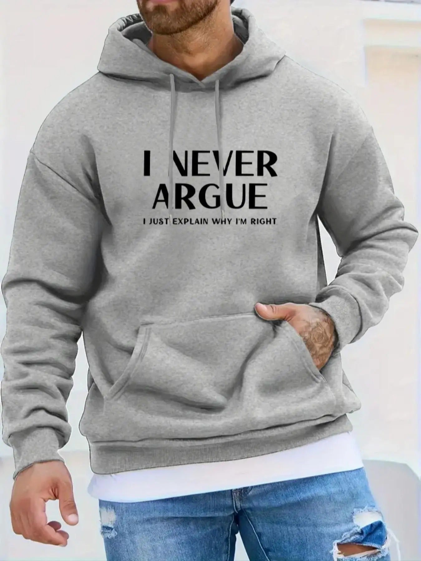 Men's Letter Print Drop Shoulder Hoodie, Fashion Casual Regular Fit Drawstring Pocket Hooded Sweatshirt for Daily Holiday...