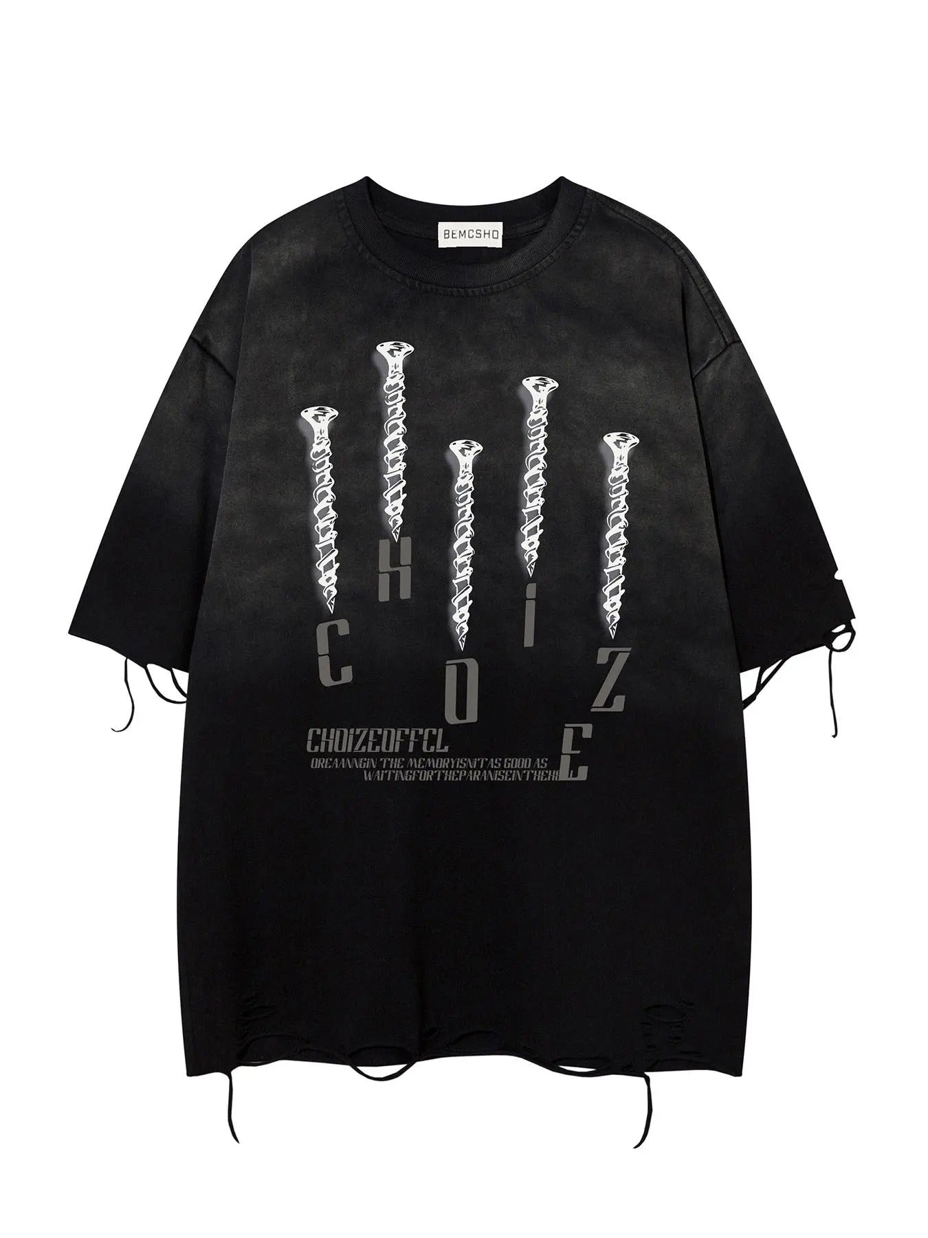 Men's Letter Print Fringe Trim Short Sleeve Tee, Loose Casual Comfy T-shirt for Summer, Fashion Men's Top for Daily Wear...