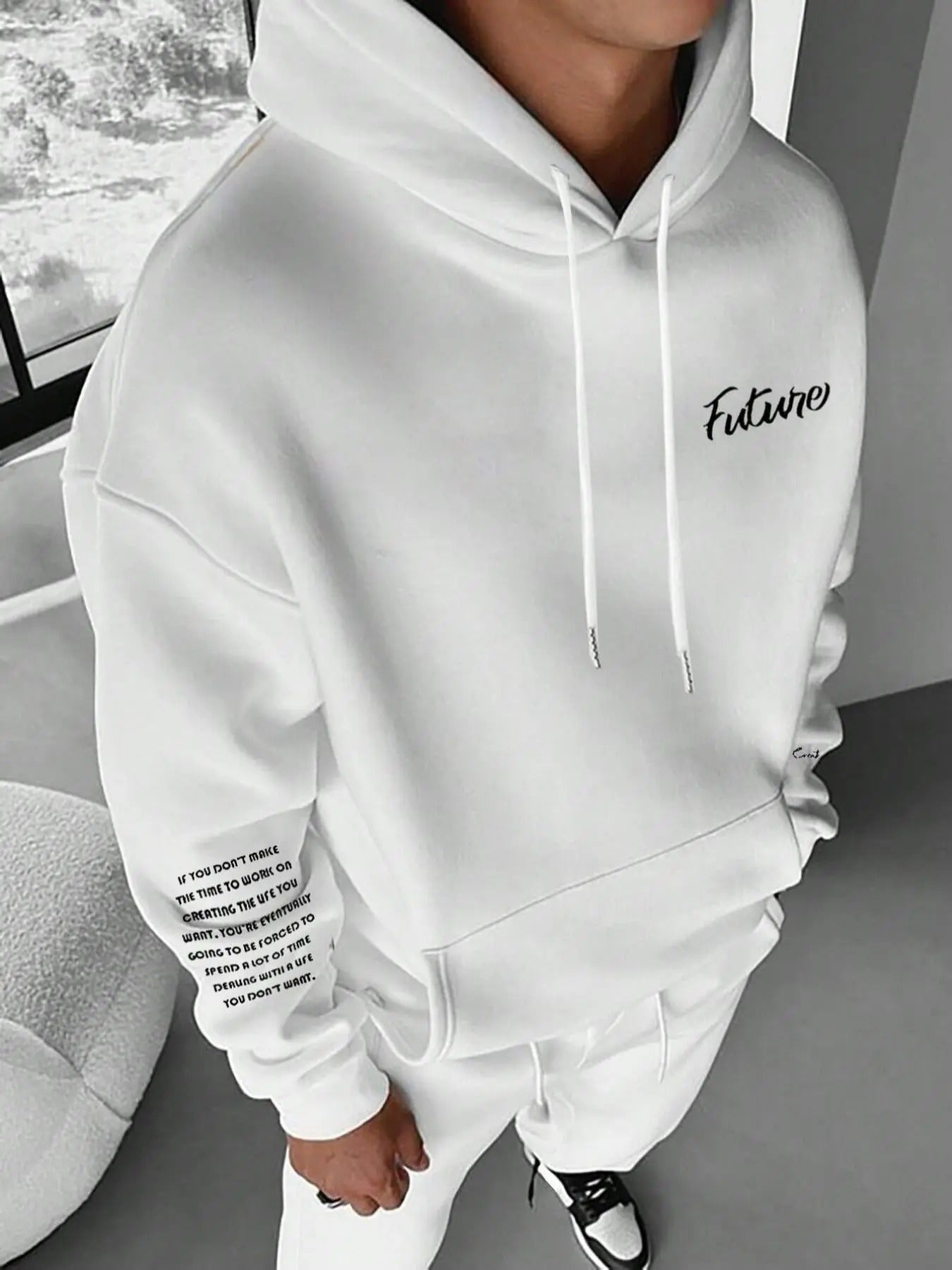Men's Letter Print Hoodie, Casual Regular Fit Long Sleeve Hooded Sweatshirt for Winter, Men's Top for Daily Wear,...