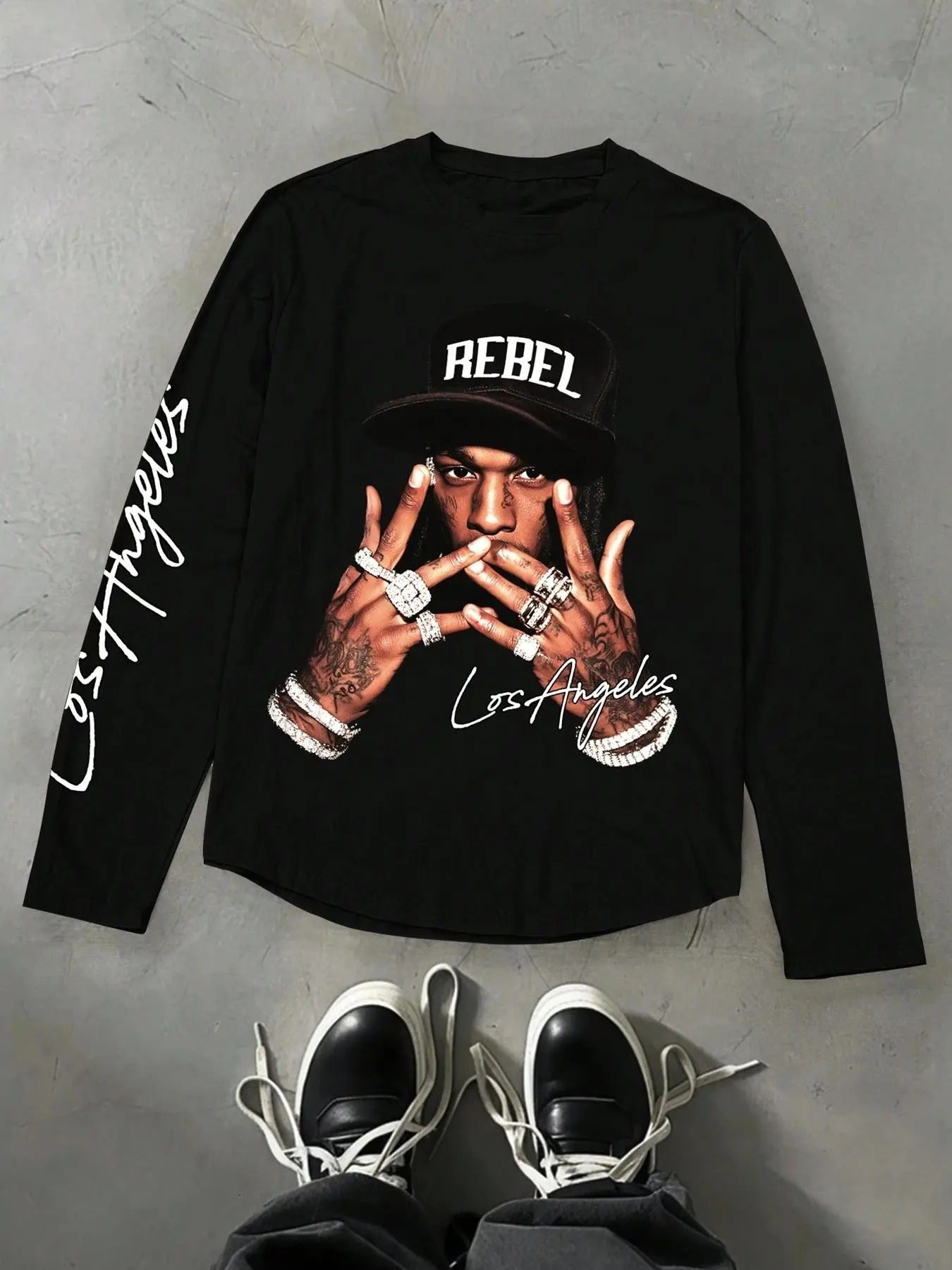 Men's Letter Print Long Sleeve Graphic Tee, Street Fashion Casual Long Sleeve T-shirt for Daily Wear, Men's Top for...
