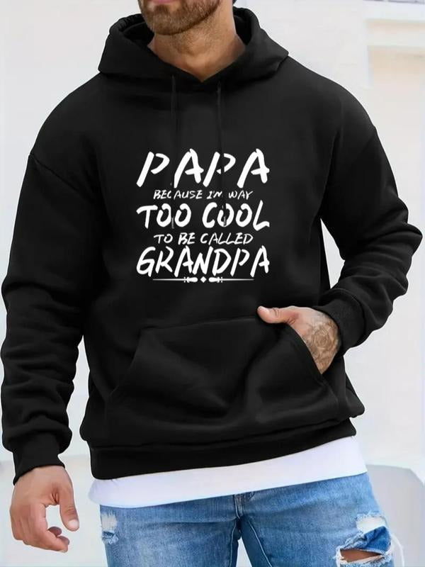 Men's Letter Print Pocket Drawstring Hoodie, Regular Fit Casual Drop Shoulder Long Sleeve Hooded Sweatshirt, Men's Fall &...