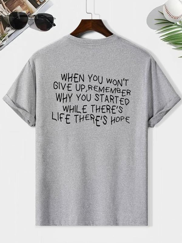 Men's Letter Print Round Neck Graphic Tee, Loose Casual Short Sleeve T-shirt for Summer, Men's Top for Daily Wear Hoodie,...