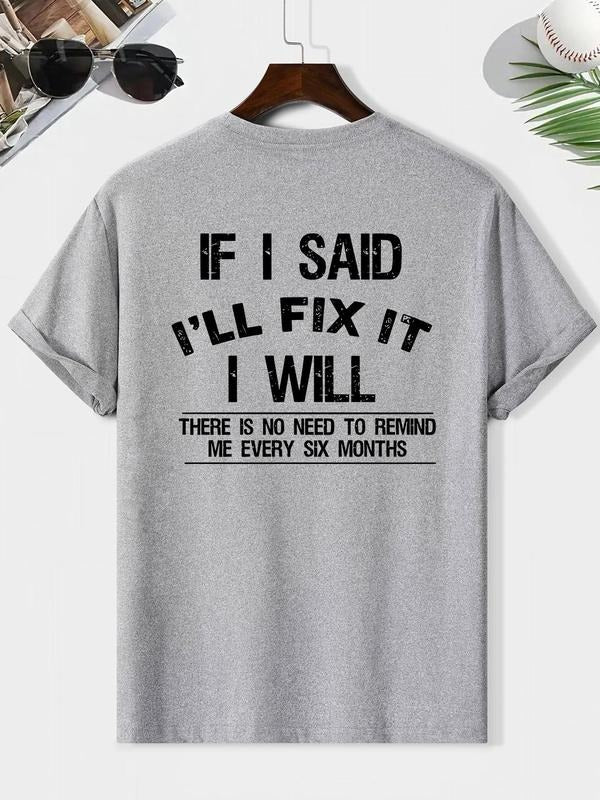 Men's Letter Print Round Neck Graphic Tee, Regular Fit Casual Short Sleeve T-shirt for Summer, Men's Top for Daily Wear...