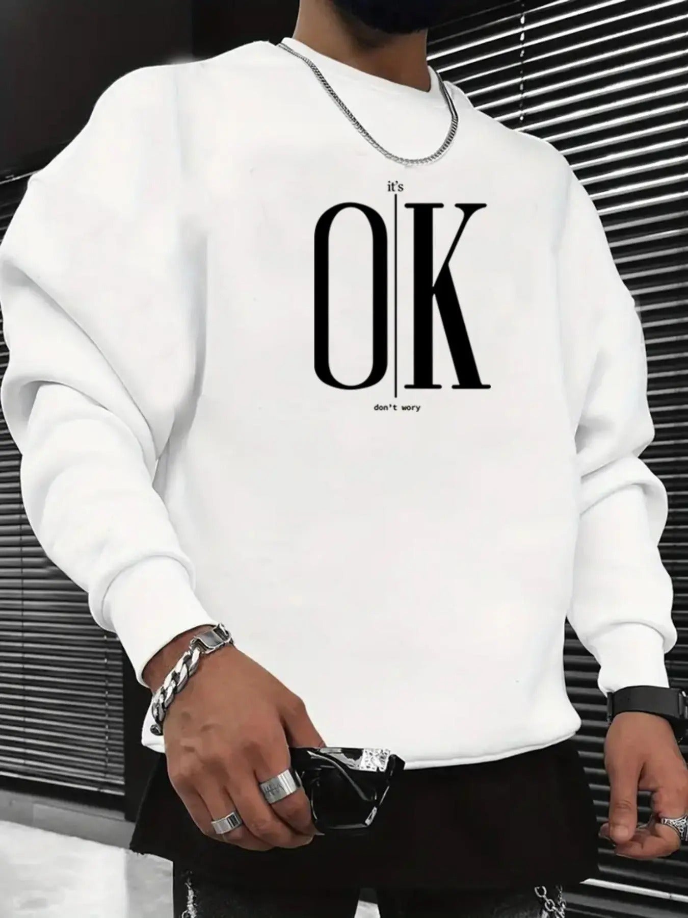 Men's Letter Print Round Neck Sweatshirt, Regular Fit Casual Long Sleeve Crew Neck Pullover for Daily Wear, Fashion Men's...