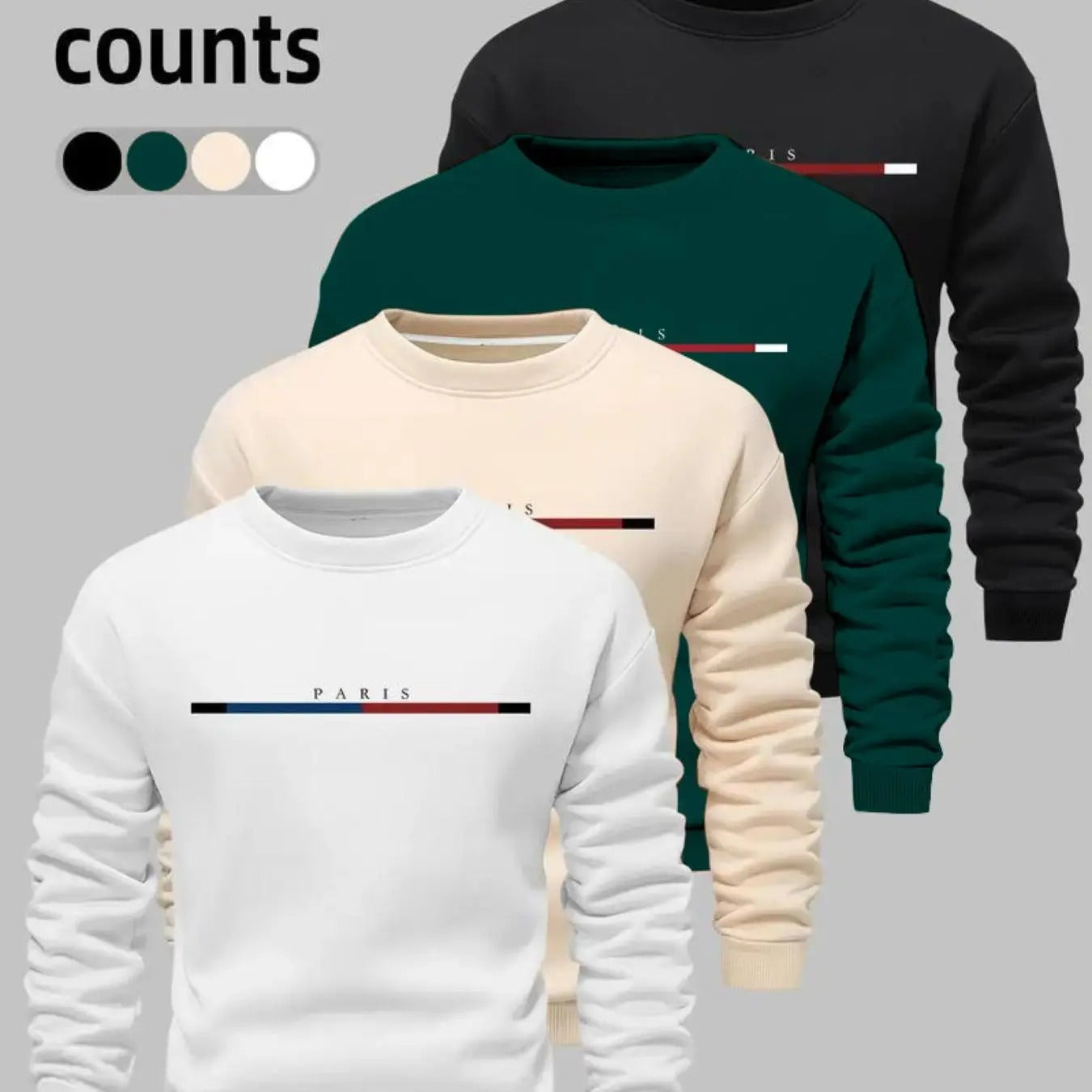 Men's Letter Print Round Neck Sweatshirt, Regular Fit Casual Long Sleeve Crew Neck Pullover for Winter, Fashion Men's Top...