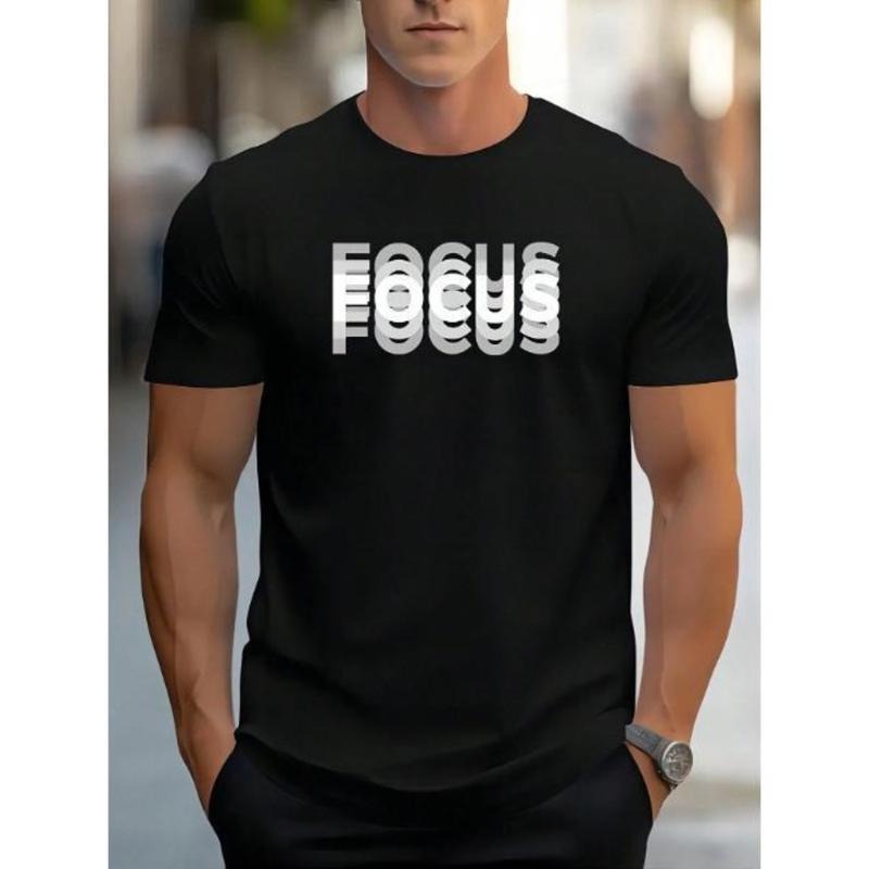 Men's Letter Print Round Neck T-Shirt Made In USA Hoodie, Sweatshirt | HypeDripTees.com