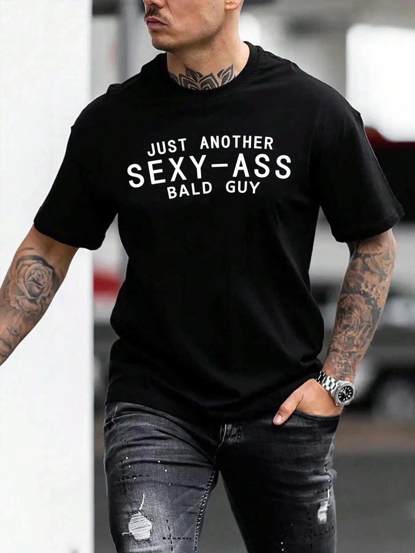 Men's Letter Print Round Neck Tee, Regular Fit Casual Fashion Short Sleeve T-shirt for Summer, Men's Top for Daily Wear...