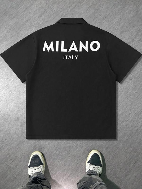 Men's Letter Print Round Neck Tee, Regular Fit Casual Short Sleeve Crew Neck T-Shirt for Summer, Fashion Men's Top for...