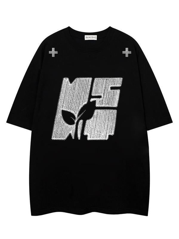 Men's Letter Print Short Sleeve Graphic Tee, Casual Loose Fit T-shirt for Summer, Men's Top for Daily Wear Hoodie, Sweatshirt