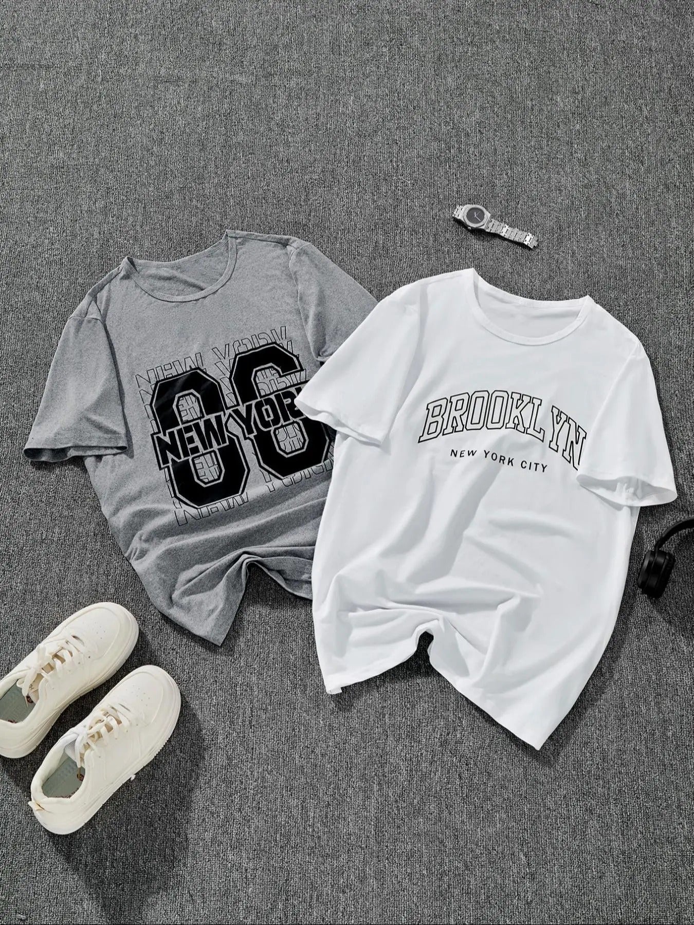 Men's Letter Print Tee, Casual Comfy Round Neck Short Sleeve T-shirt for Daily Wear, Men's Sleepwear & Loungewear for...