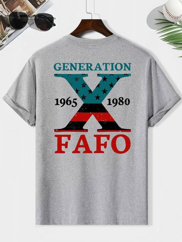 Men's Letter Print Tshirt, Casual Loose Short Sleeve Graphic T-shirt for Summer, Men's Top for Daily Wear Hoodie, Sweatshirt