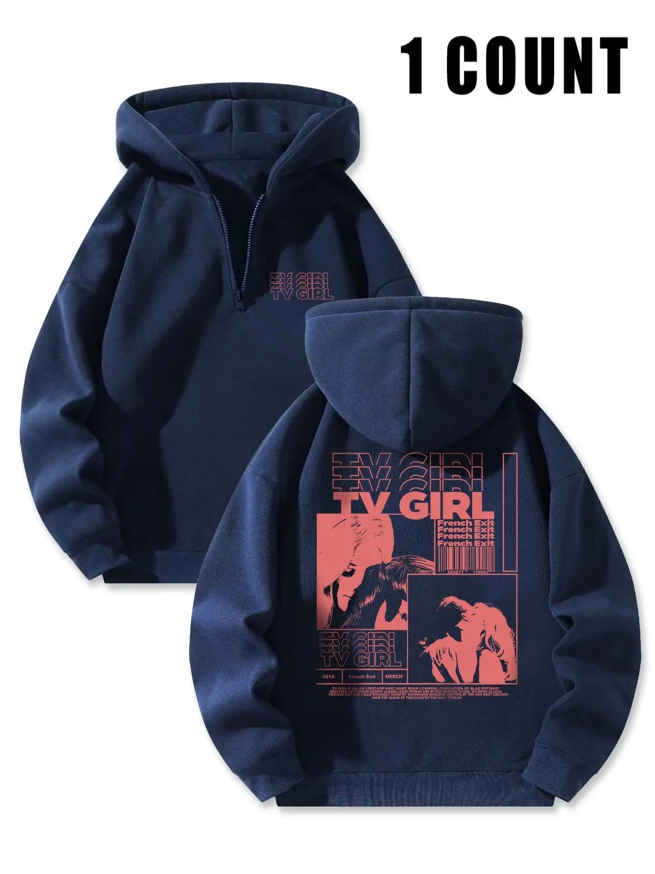 Men's Letter Print Zip Up Hoodie, Casual Regular Fit Long Sleeve Hooded Sweatshirt for Winter, Men's Top for Daily Wear...