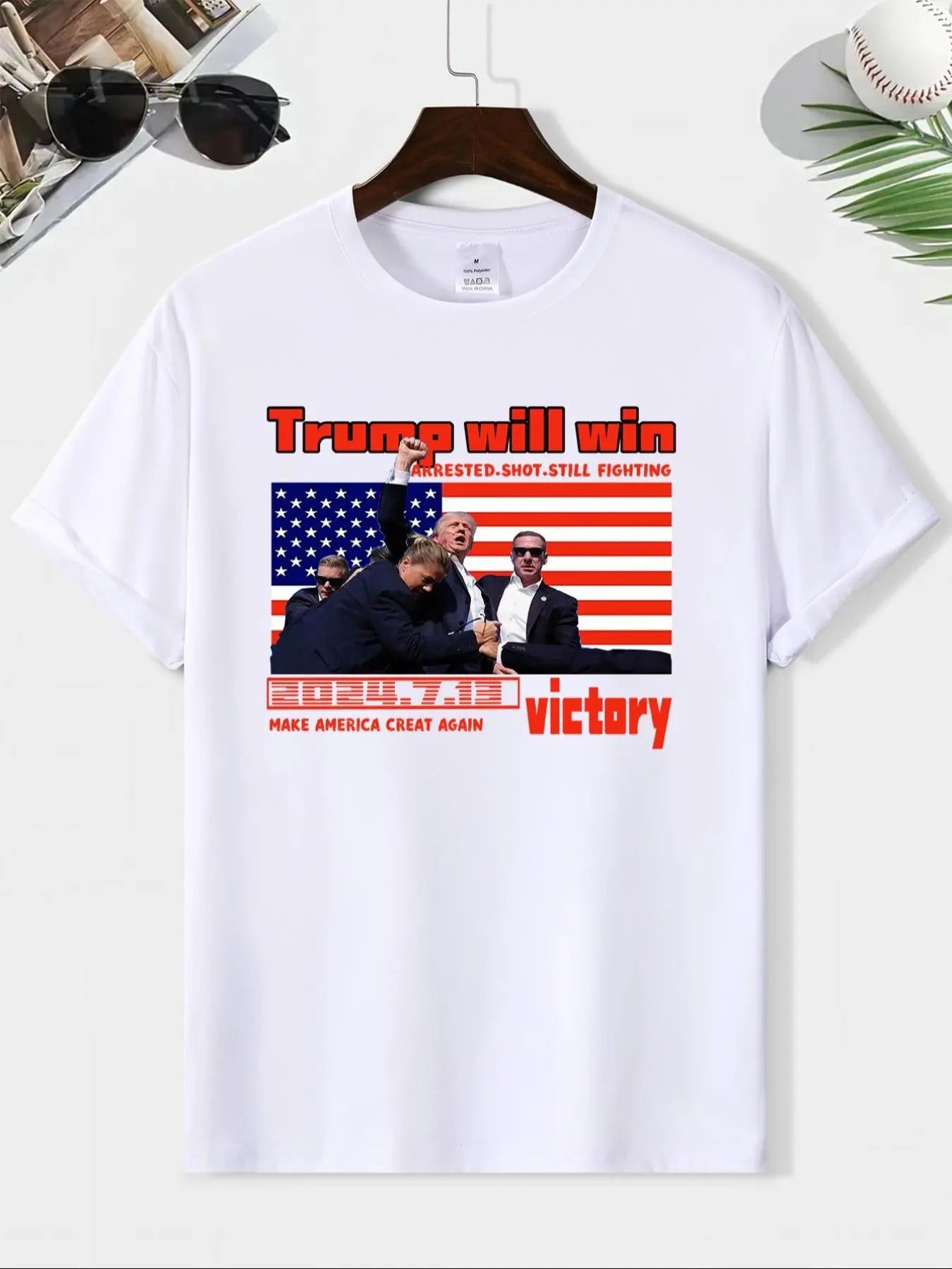 Men's Make America Creat Again  Print Round Neck Tee, Regular Fit Casual Comfy Short Sleeve T-shirt for Summer, Men's Top...