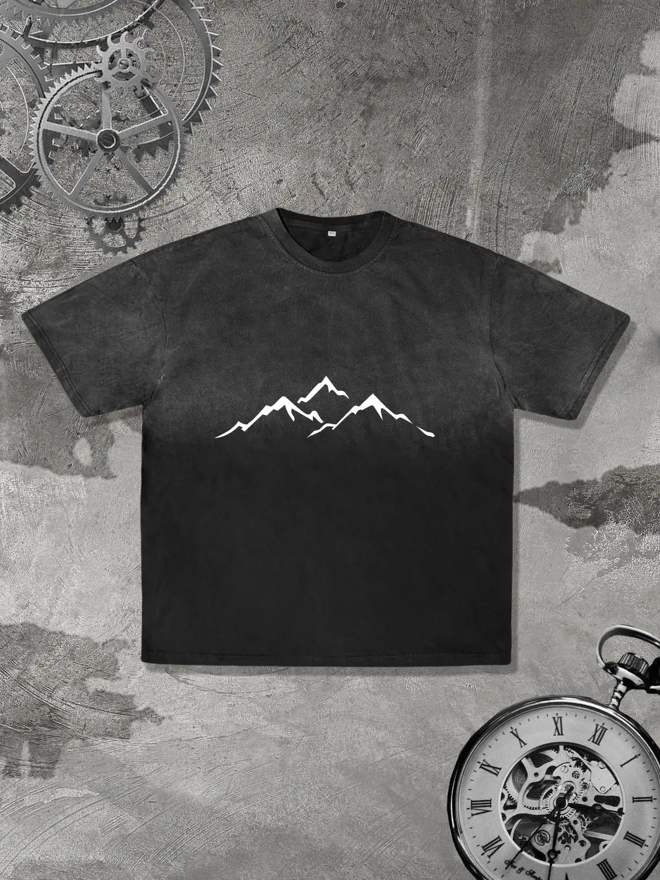Men's Mountain Print Round Neck Tee, Regular Fit Casual Street Short Sleeve T-Shirt for Summer, Men's Top for Daily Wear...