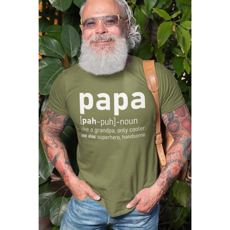 Men's Papa Shirt Papa Definition T-Shirt Father's Day Papa Shirt Papa Gifts Grandpa Shirt Superhero Cool Handsome Papa...