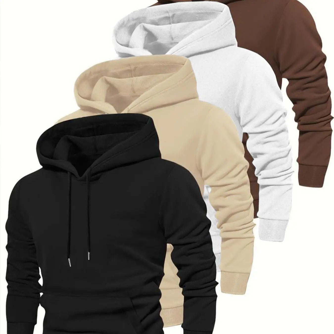 Men's Plain Drawstring Pocket Hoodie, Casual Comfy Long Sleeve Hooded Sweatshirt for Fall & Winter, Men's Top for Daily...