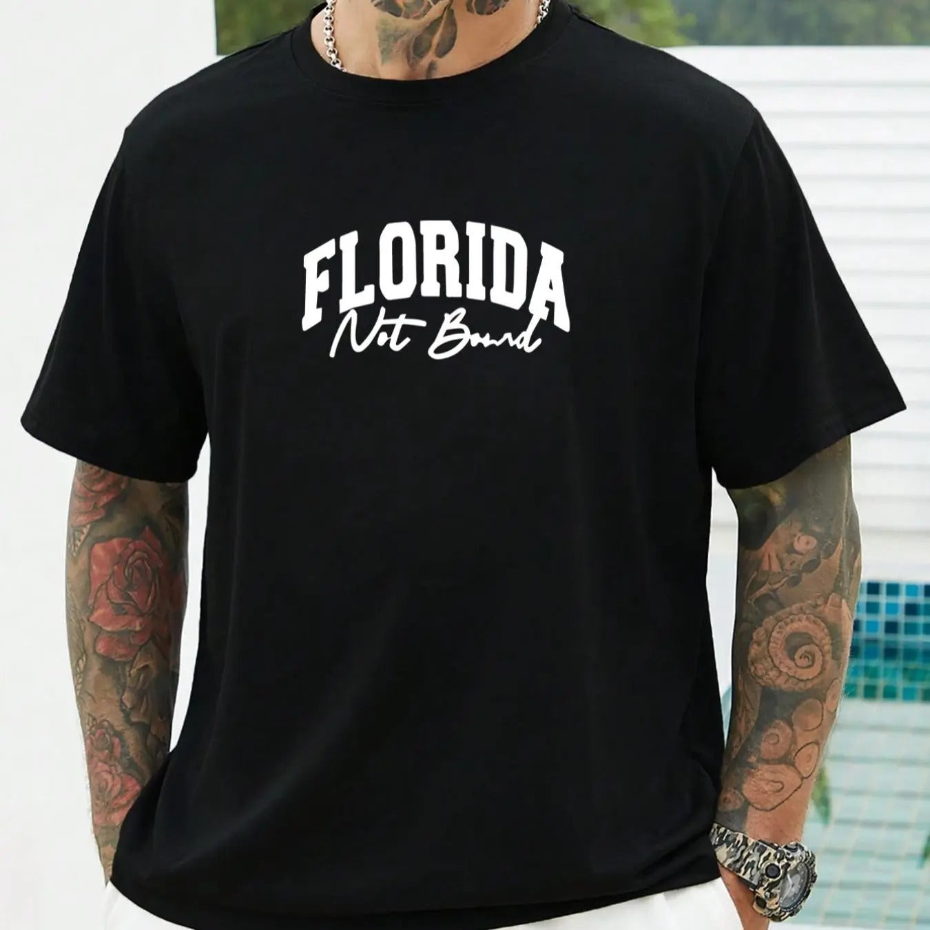 Men's Plus Size Letter Print Round Neck Tee, Casual Short Sleeve Graphic T-shirt, Men's All Seasons Outfit for Daily Wear...