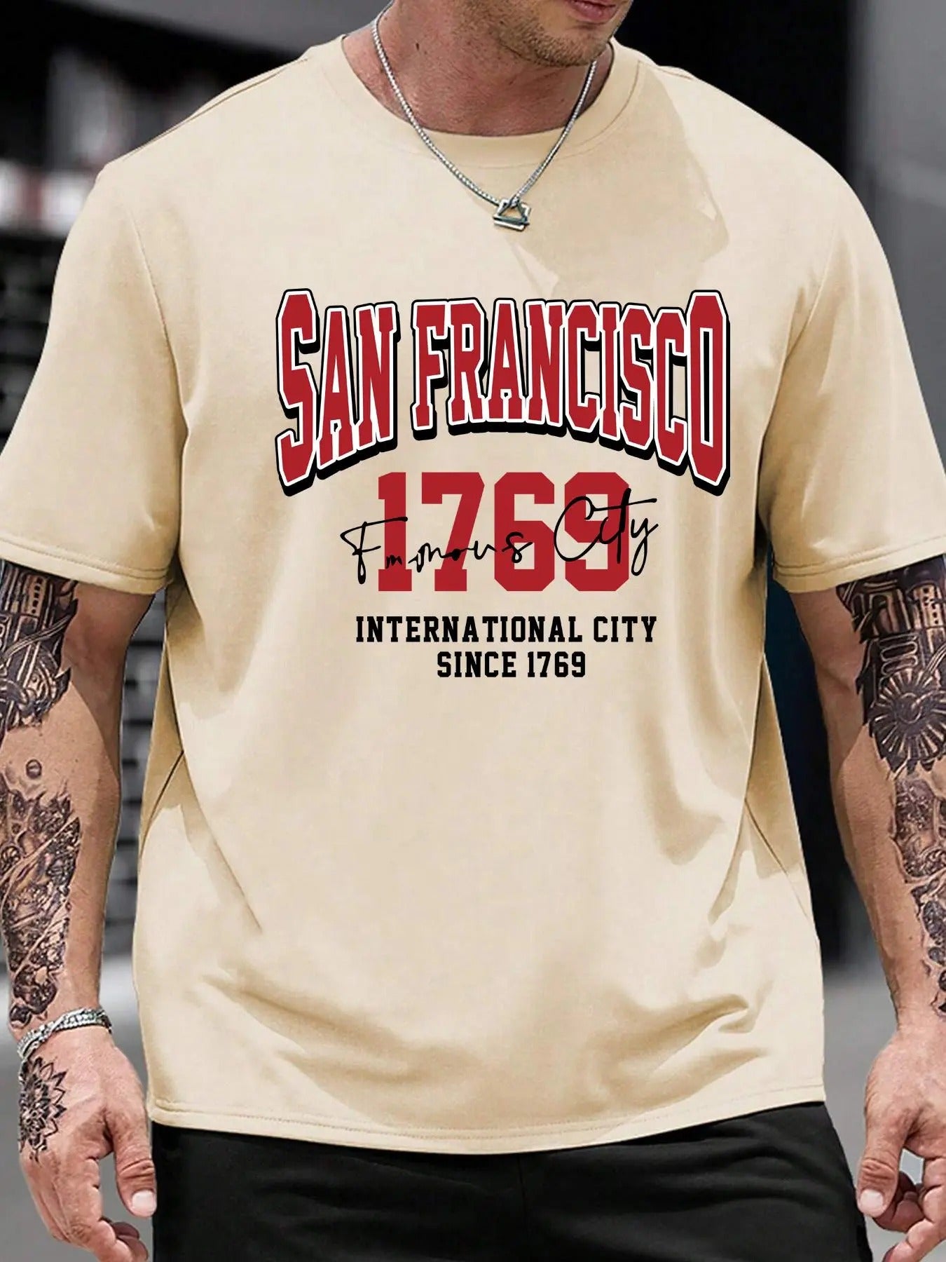 Men's Regular Fit "1769" & Letter Print Round Neck Tee, Street Fashion Short Sleeve T-Shirt for Daily Outdoor Wear,...