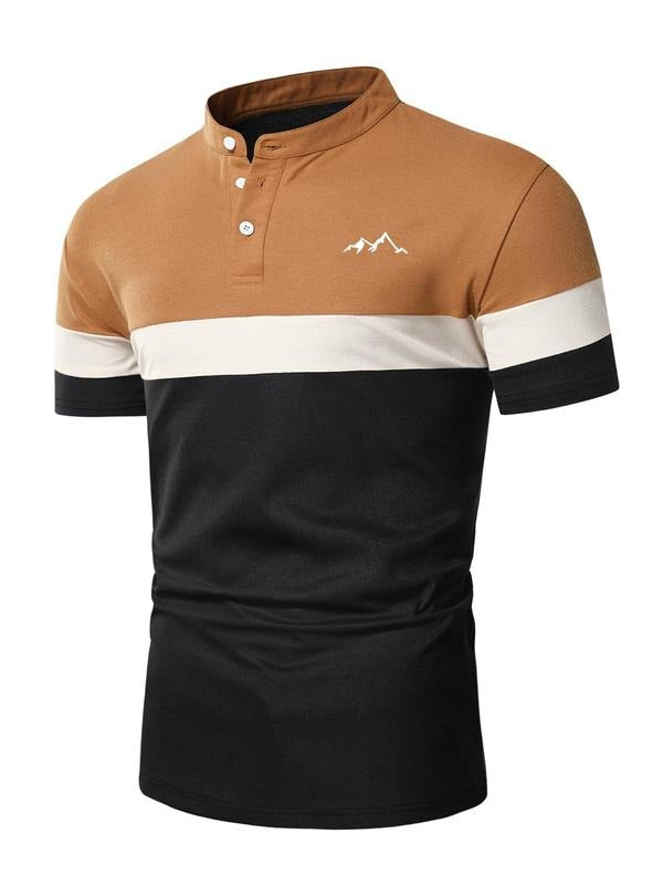 Men's Regular Fit Cartoon Print Contrast Trim Polo Shirt, Casual Short Sleeve Button Collar Top for Summer, Fashion Men's...