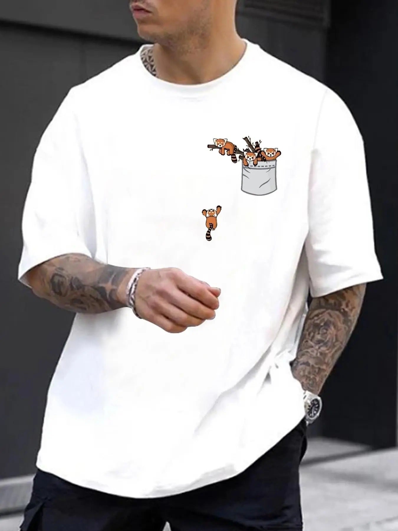 Men's Regular Fit Cartoon Print Round Neck Tee, Casual Short Sleeve T-Shirt for Summer, Men's Top for Daily Wear Hoodie,...
