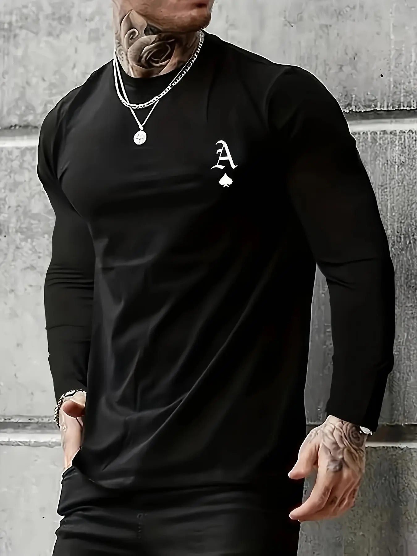 Men's Regular Fit Letter & Graphic Print Long Sleeve Tee, Casual Crew Neck T-shirt for Spring, Fashion Men's Top for...