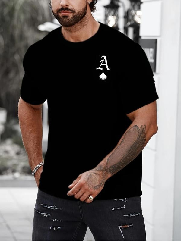 Men's Regular Fit Letter Print Round Neck Crop Tee, Casual Short Sleeve Crew Neck T-shirt for Daily Wear, Fashion Men's...