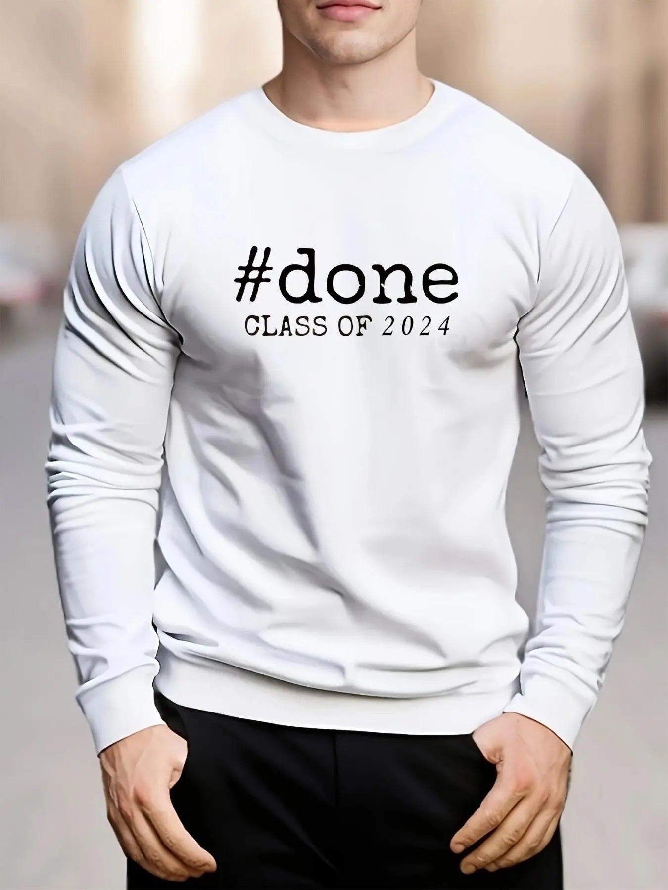 Men's Regular Fit Letter Print Round Neck Sweatshirt, Casual Long Sleeve Crew Neck Pullover for Daily Wear, Fashion Men's...