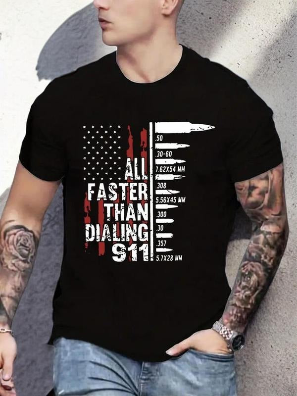 Men's Regular Fit Letter Print Round Neck Tee, Casual Short Sleeve Crew Neck T-Shirt for Summer, Comfy Men's Top for...