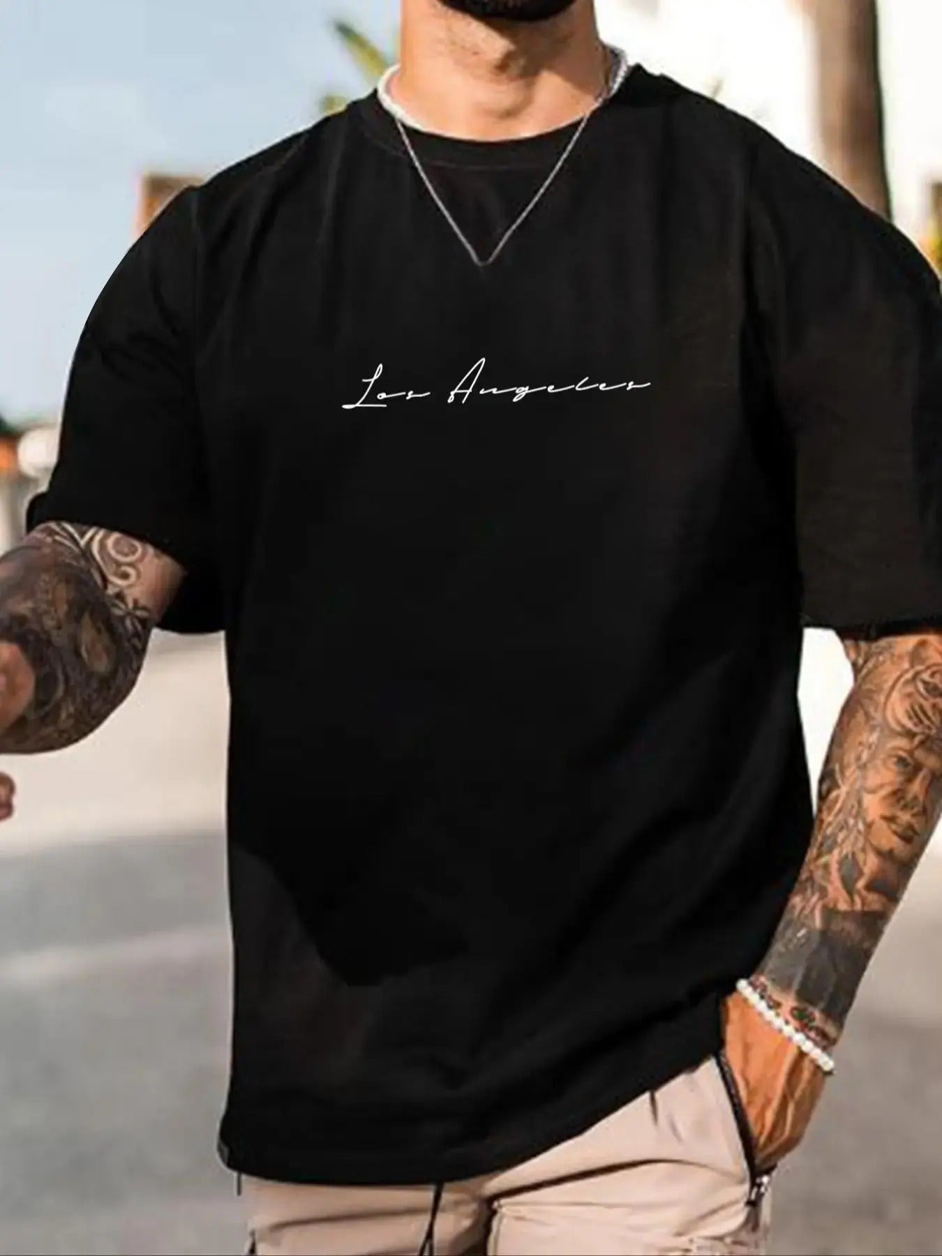 Men's Regular Fit Letter Print Round Neck Tee, Casual Short Sleeve Crew Neck T-Shirt for Summer, Fashion Men's Top for...