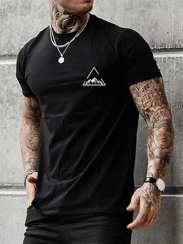 Men's Regular Fit Letter Print Round Neck Tee, Casual Short Sleeve Crew Neck T-Shirt for Summer, Fashion Men's Top for...