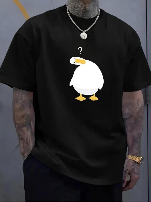 Men's Regular Fit Penguin Print Round Neck Tee, Casual Short Sleeve Crew Neck T-Shirt for Summer, Fashion Men's Top for...
