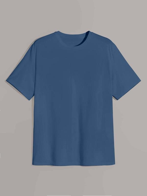 Men's Regular Fit Plain Round Neck Short Sleeve Tee, Casual Simple Crew Neck T-Shirt For Summer, Men's Top For Daily Wear...