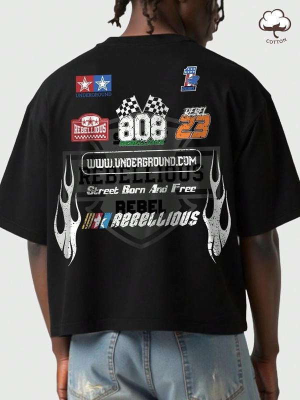 Men's Regular Fit Race Car Print Round Neck Tee, Casual Short Sleeve Crew Neck T-shirt for Daily Wear, Fashion Men's Top...