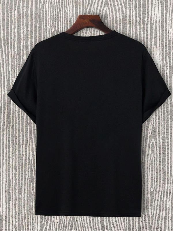 Men's Regular Fit Round Neck Short Sleeve Graphic Tee, Casual Crew Neck T-shirt for Summer, Fashion Men's Top for Daily...