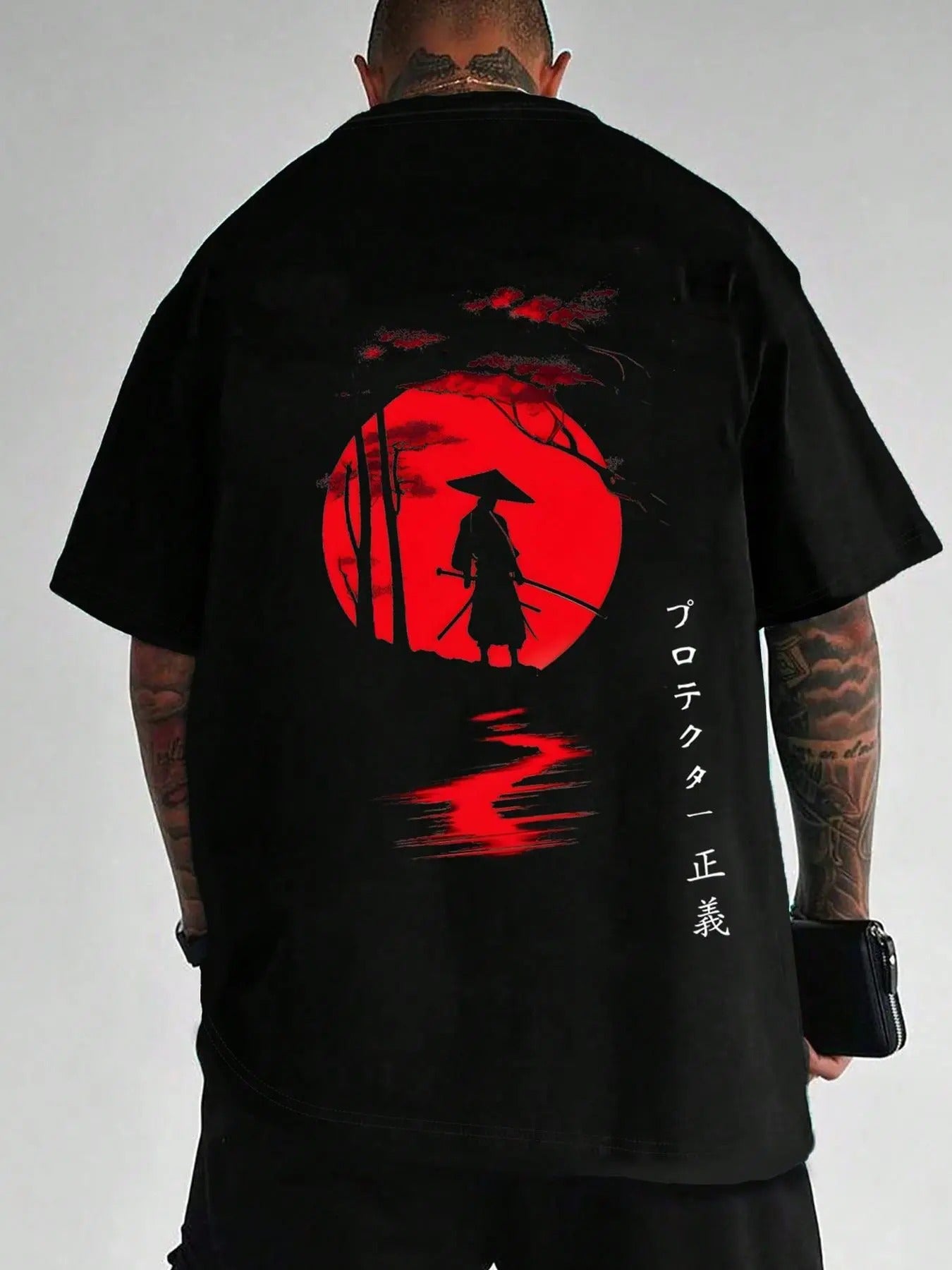 Men's Regular Fit Samurai Graphic Print Round Neck Tee, Casual Short Sleeve T-shirt for Daily Wear, Men's Top for All...