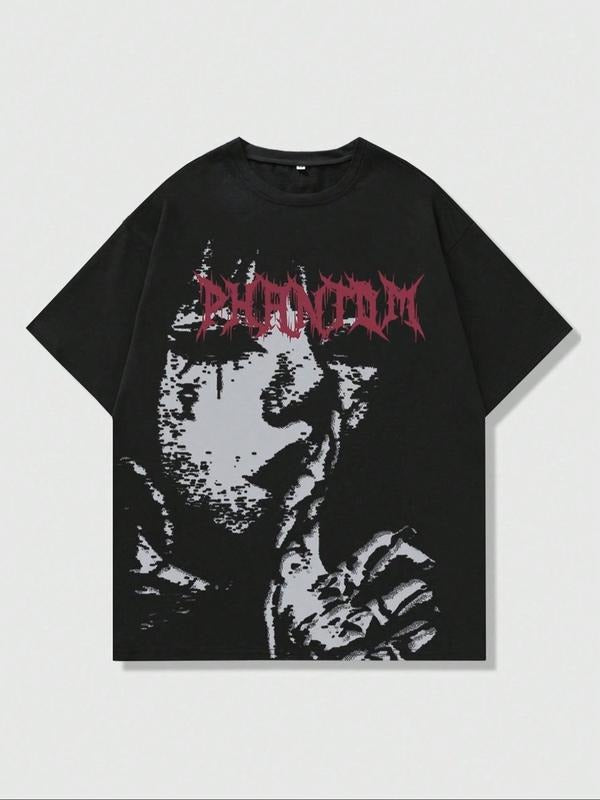 Men's Regular Fit Skull Print Graphic Tee, Casual Comfy Round Neck Short Sleeve T-shirt for Daily Wear, Men's Sleepwear &...