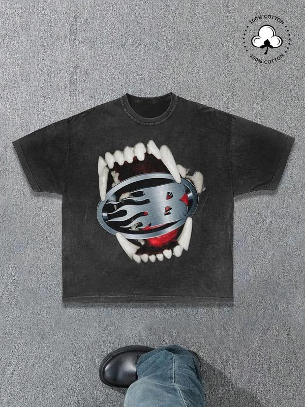 Men's Regular Fit Skull Print Short Sleeve Graphic Tee, Casual Comfy Round Neck T-shirt for Summer, Fashion Men's Top for...