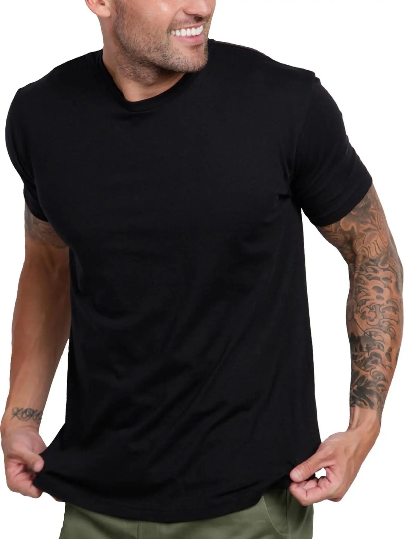 Men's Regular Fit Solid Round Neck Tee, Casual Short Sleeve Crew Neck T-Shirt for Summer, Fashion Men's Top for Daily...