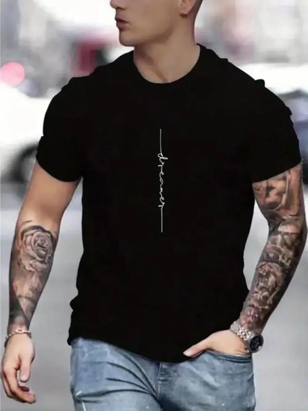 Men's Regular Fit Striped Print Round Neck Tee, Casual Short Sleeve Crew Neck T-shirt for Daily Wear, Fashion Men's Top...