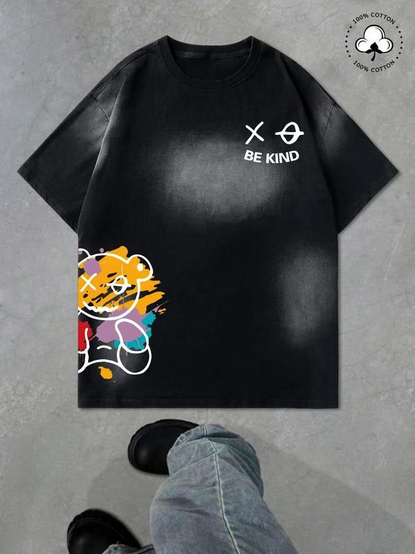 Men's Regular Fit XOXO Print Short Sleeve Graphic Tee, Casual Round Neck T-shirt for Summer, Fashion Men's Top for Daily...