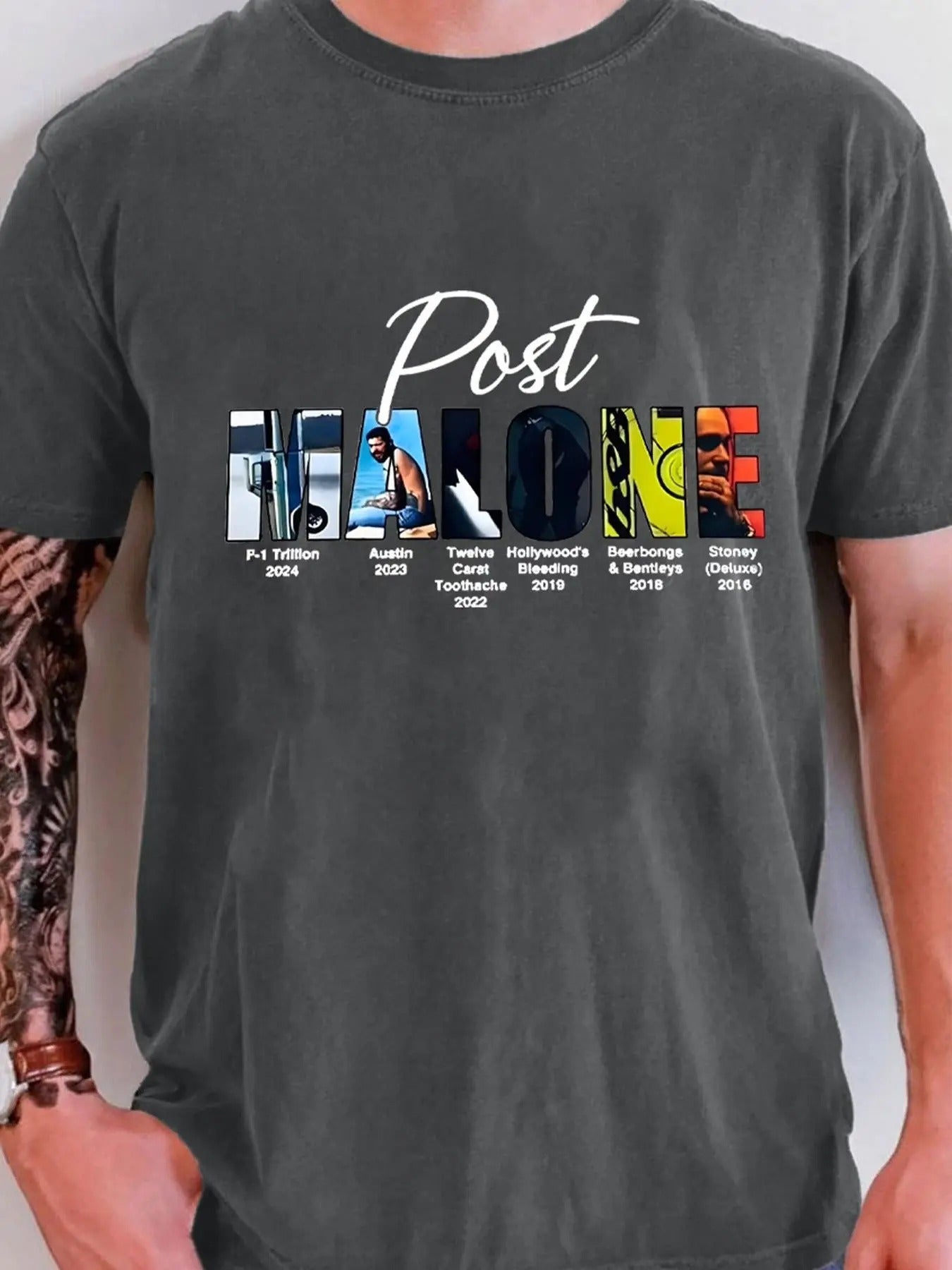 Retro Post Malone Print Round Neck 90s Regular Fit Casual Short Sleeve Crew Neck Daily Top All Seasons T-Shirts, Hoodie, Sweatshirt