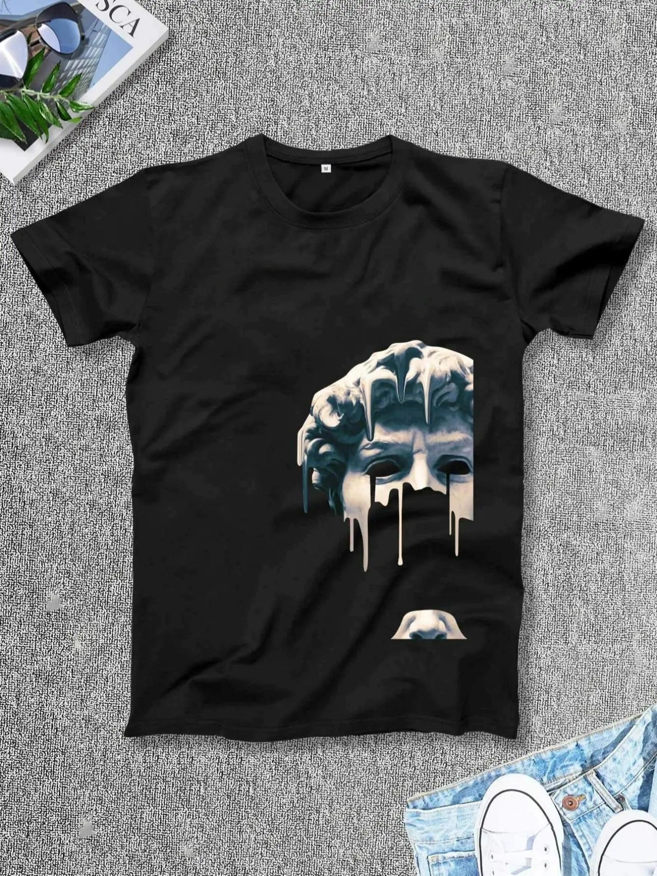 Men's Round Neck Tee, Loose Casual Short Sleeve T-shirt for Summer, Men's Top for Daily Wear Hoodie, Sweatshirt