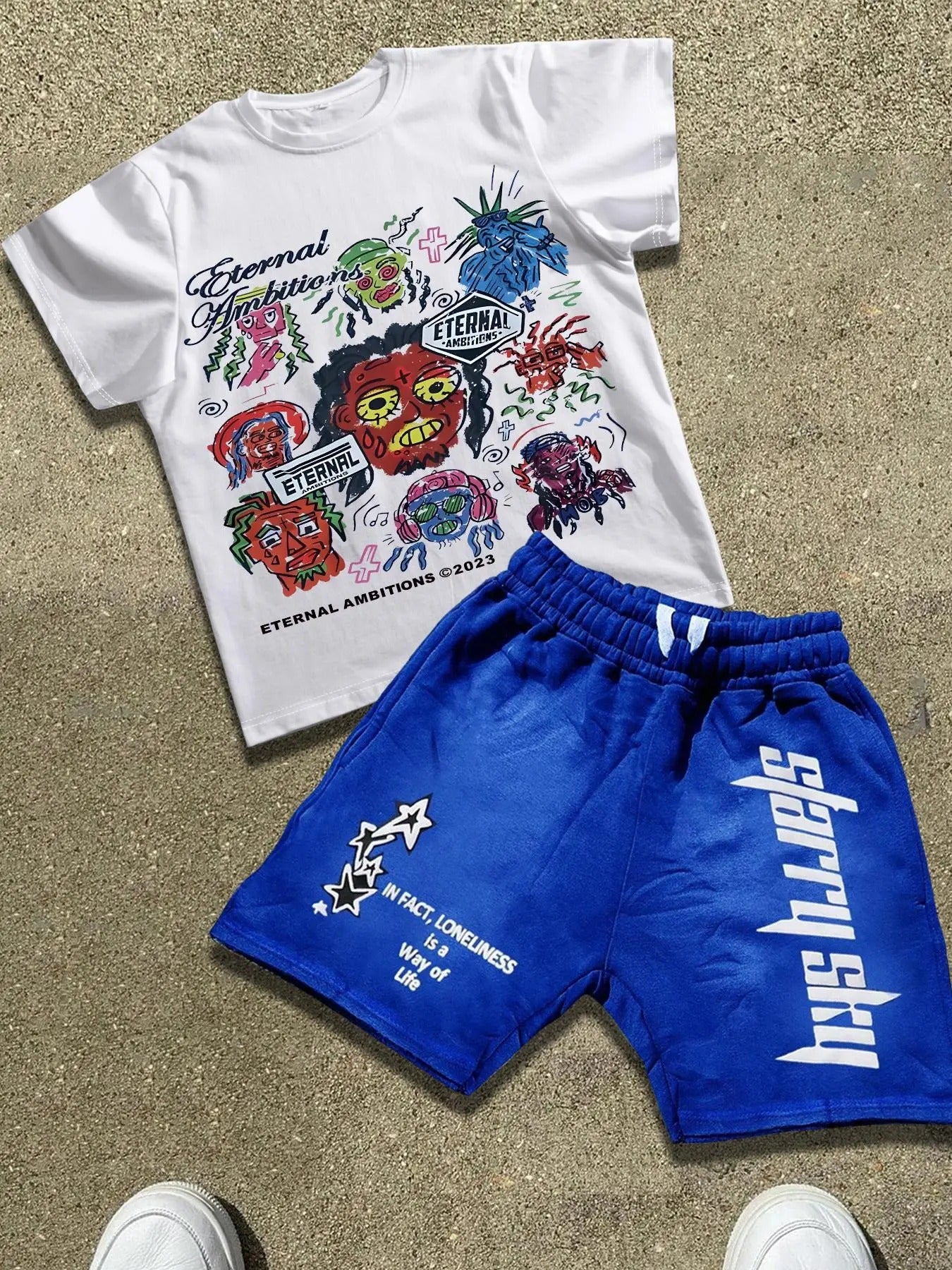Men's Short Sleeve Tee & Letter Print Shorts Set, Regular Fit Round Neck T-shirt & Shorts, Casual Summer Clothes Set for...