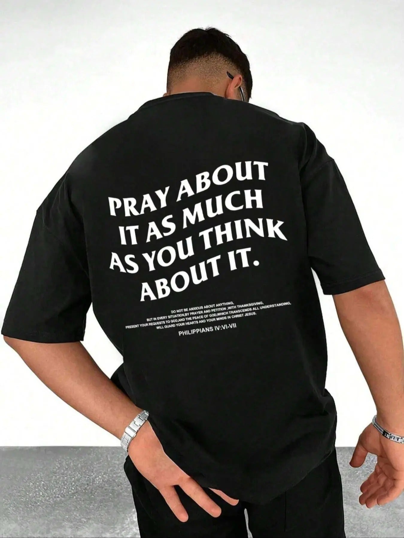 Men's Slogan & Cross  Print Round Neck Tee, Loose  Casual Comfy Short Sleeve Crew Neck T-shirt for Summer, Fashion Men's...