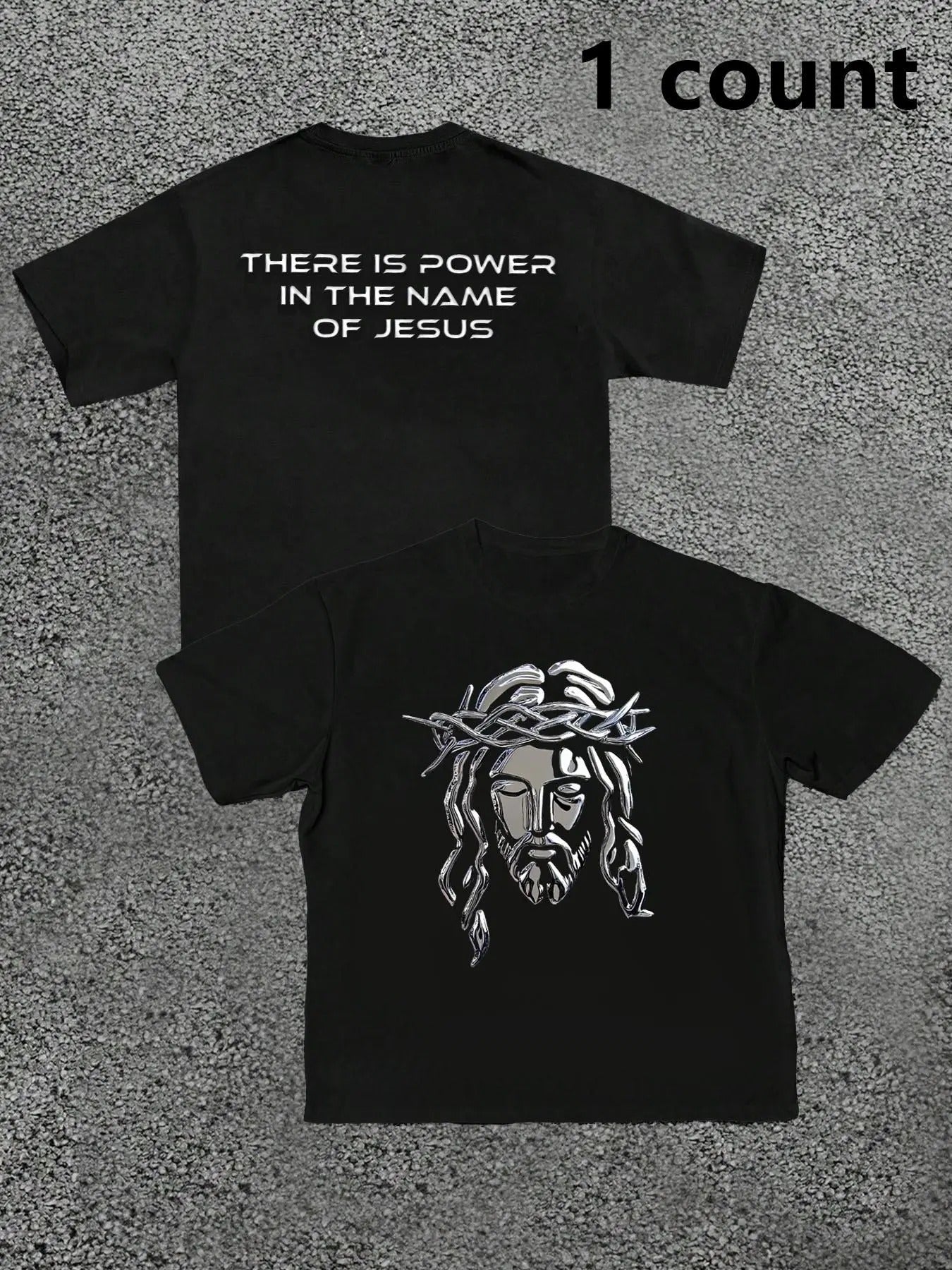 Men's Slogan & Jesus Print Round Neck Tee, Loose Casual Comfy Short Sleeve Crew Neck T-shirt for Summer, Fashion Men's...